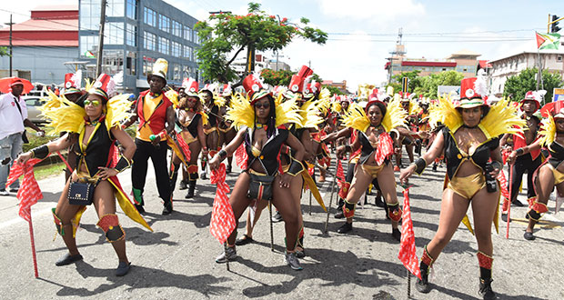 Revelers in Digicel’s costume band last Thursday