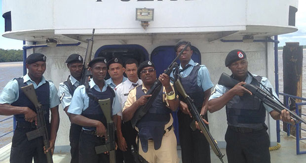 Members of the Guyana Police Force who will be part of the floating base