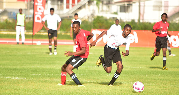 Part of yesterday’s opening game between Vreed-en-Hoop and L'Aventure at the Leonora Track and Field Centre