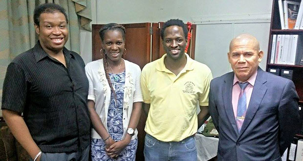 SASOD representatives, (L-R) Projects Coordinator John Quelch, Advocacy and Communications Officer Schemel Patrick, and Managing Director Joel Simpson pose with Minister of Public Health, Dr. George Norton, following the meeting earlier this week