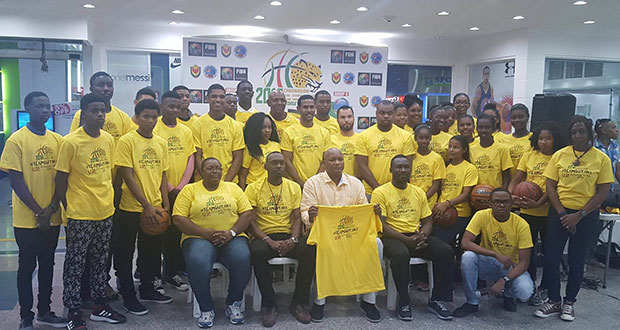 (L-R sitting) Ann Gordon, Christopher Jones, Nigel Hinds, Chris Bowman, (second row) Nicholas Fraser, Rayad Boyce, and LOC members flanked by Team Guyana.