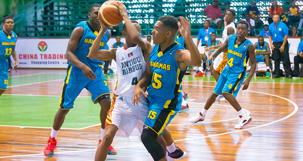 Part of the action in the Bahamas and Antigua Game which Bahamas won 109-71.