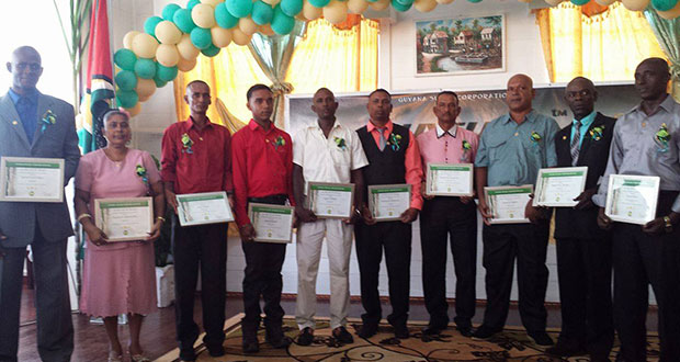 GuySuCo’s champion workers who were honoured on Wednesday
