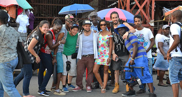 Some of the cast and crew of A Bitter Lime during filming in Guyana