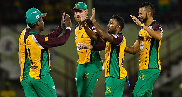 Left-arm spinner Veerasammy Permaul will definitely be dangerous for the St Kitts and Nevis Patriots in today’s encounter @CPL/Sportsfile.