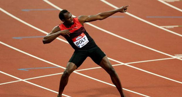 Jamaica's Usain Bolt celebrates winning the Men's 200m. (Action Images via Reuters/Matthew ChildsLivepic)