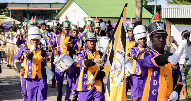 Members of the Mocha Drum Corps during the anti-domestic violence march