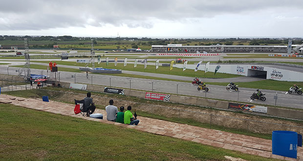 Bikes on the grid at the Bushy Park Raceway in Barbados