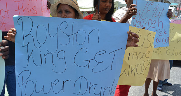 One of the vendors on the protest line Wednesday