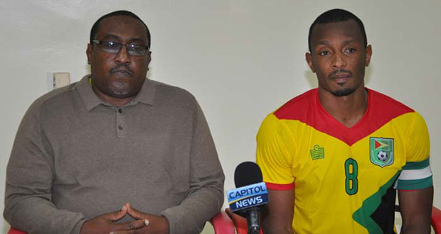 Head coach Jamal Shabazz(left)  and Christopher Nurse  who rejoins the Golden Jaguars  squad after missing the second round of matches..