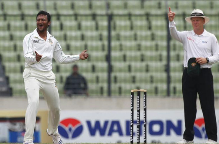 Bangladesh's Shakib Al Hasan finished with five for 85.
