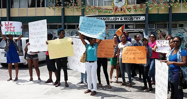 Students protesting on Monday