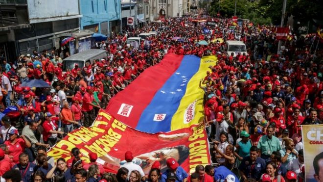 Supporters of Nicolas Maduro took to the streets of Caracas on Tuesday