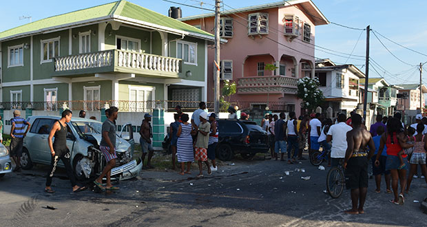Residents of the area flocked the scene to get a glimpse of the two vehicles involved in the accident
