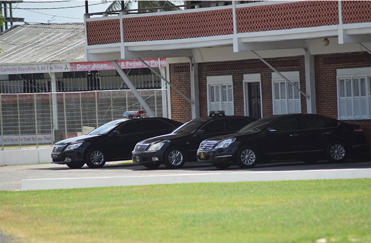 The Prime Minister's security detail at Camp Ayanganna. [Cullen Bess-Nelson photo]