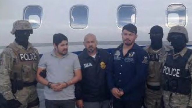 Efrain Antonio Campo Flores (L) and Franqui Francisco Flores de Freitas (R) after their arrest in Haiti