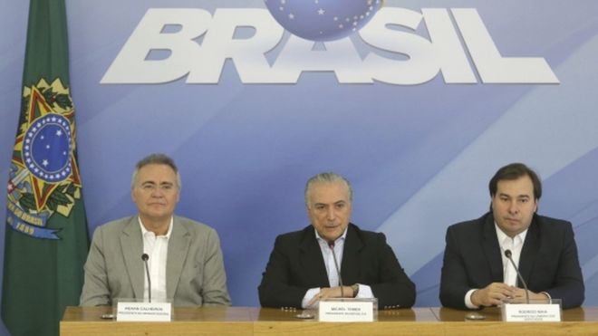 Mr Temer made the announcement at a Sunday afternoon press conference alongside the speakers of both houses of Congress