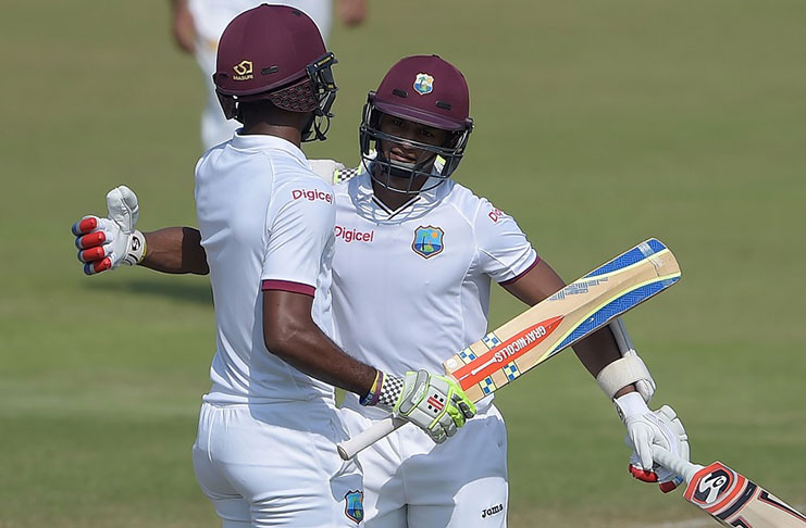 Shane Dowrich embraces Kraigg Brathwaite after securing victory, Pakistan v West Indies, 3rd Test, Sharjah, 5th day, November 3, 2016 ©AFP