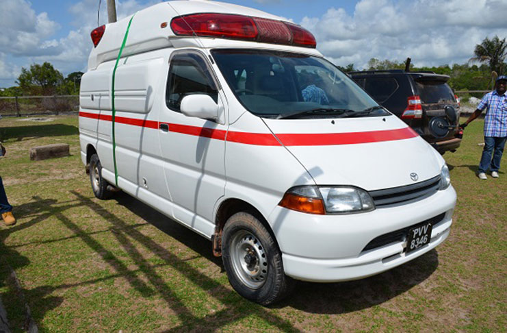 The brand new ambulance that Minister of Social Cohesion, Ms. Amna Ally, donated to Ituni 
