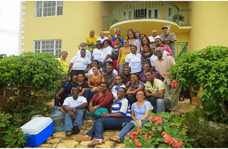 Some of the members of the Guyana-Jamaica Cultural Link during one of their medical and legal outreach in 2014 in Jamaica