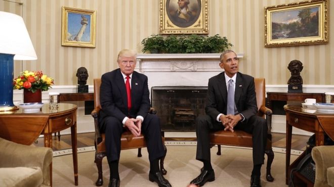 President Barack Obama meets with President-elect Donald Trump in the Oval Office