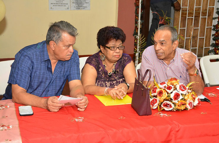 Captain Gerry Gouveia, CEO of Roraima Airways, Minister of Social Cohesion, Ms. Amna Ally, and Chairman of the Salvation Army’s Advisory Board, Mr. Edward Boyer during brief discussions before the start of the programme.