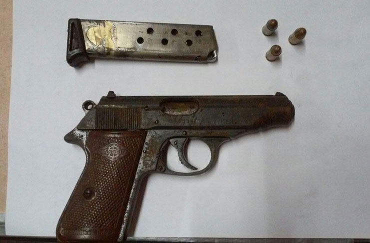 The .32 pistol and matching rounds which were found at Houston on Friday