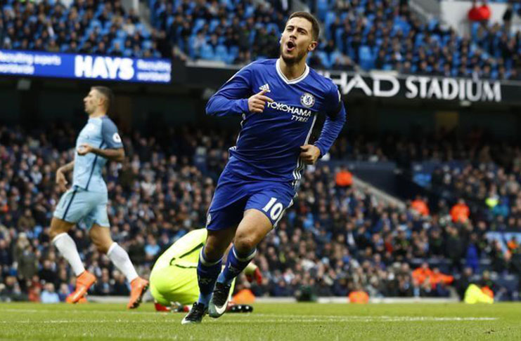 Chelsea's Eden Hazard celebrates scoring their third goal Action Images via Reuters / Jason Cairnduff Livepic