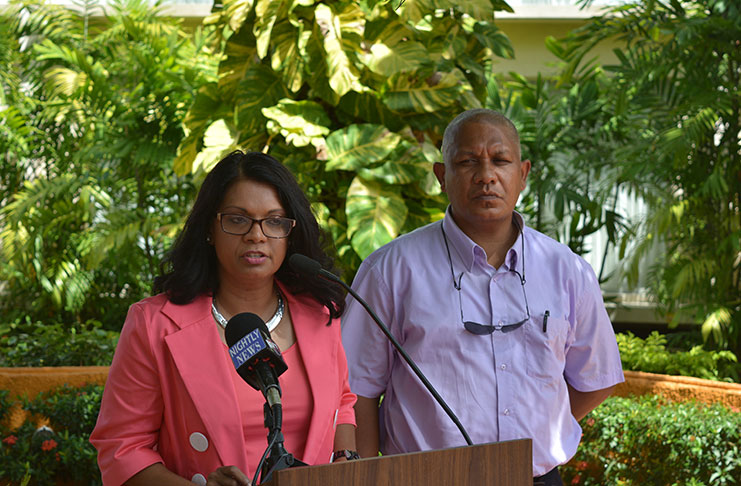 Programme director of CADVA, Dianne Madray and Dr. Mark Constantine during the press conference