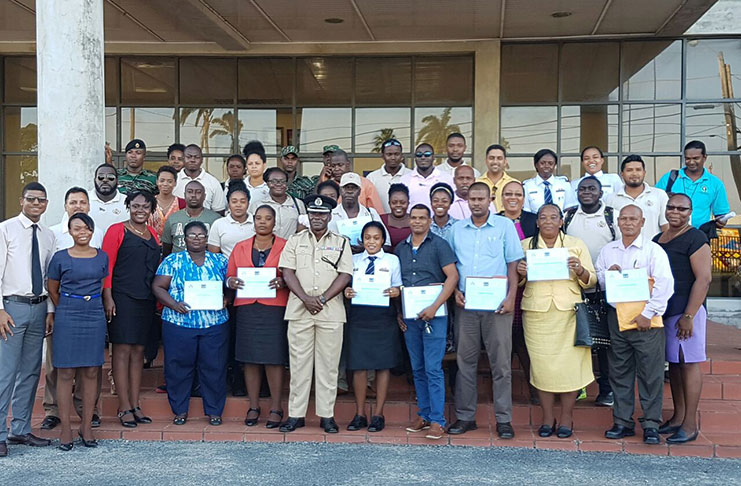 Participants of the trafficking in persons training course for frontline officers, conducted by the Ministerial Task Force on Trafficking in Persons on December 13 and 14, 2016 at the Guyana Police Force Officers’ Training Centre