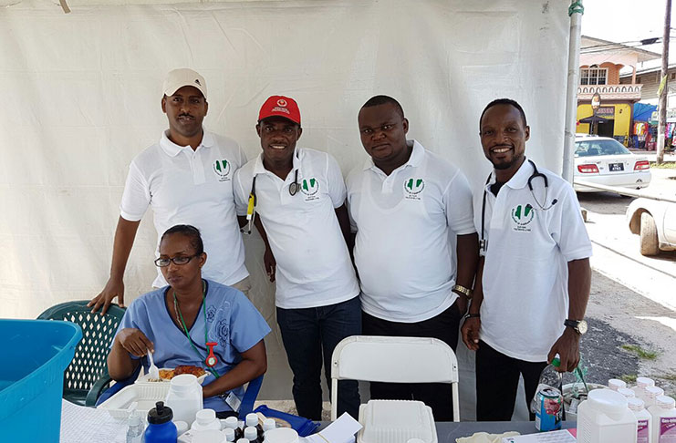 Nigerian medical students conducting medical outreach in Linden