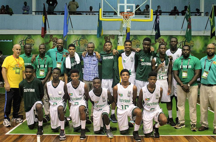 (L-R kneeling) Kevon Wiggins with rest of team-Guyana at CBC games 2016