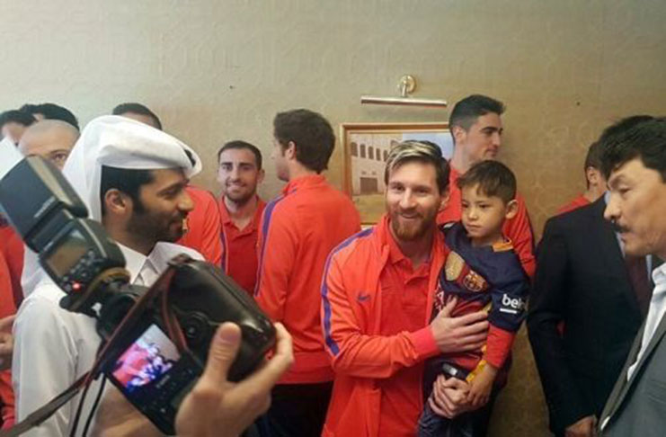 Barcelona and Argentina star Lionel Messi meets six-year-old Afghan boy, Murtaza Ahmadi, who went viral for recreating Messi's blue and white Argentina shirt with a plastic bag.