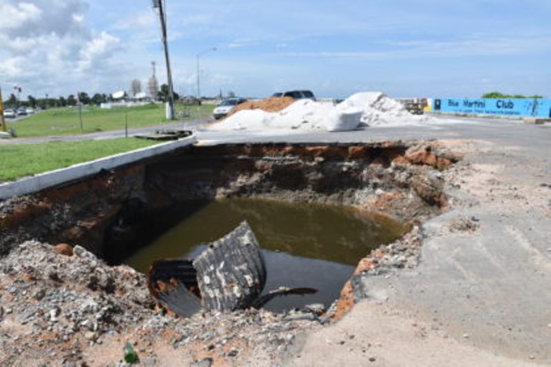 One of the sinkholes on the Kitty public road