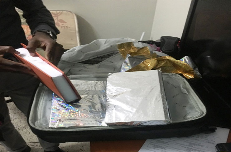 Cocaine found in the suitcase of an outgoing passenger at Cheddi Jagan International Airport, Timehri