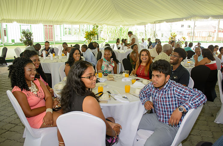 A section of the gathering at the media brunch hosted by President David Granger on the lawns of State House on Sunday (Samuel Maughn photo)