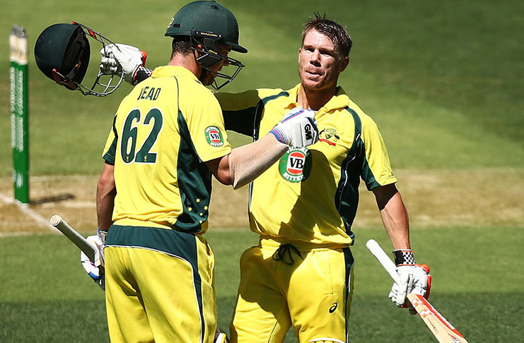 David Warner and Travis Head bring up the highest first-wicket partnership by an Australian pair in ODIs.