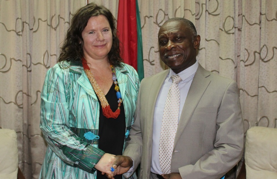 Ms. Sylvie Fouet and Minister of Foreign Affairs, Carl Greenidge