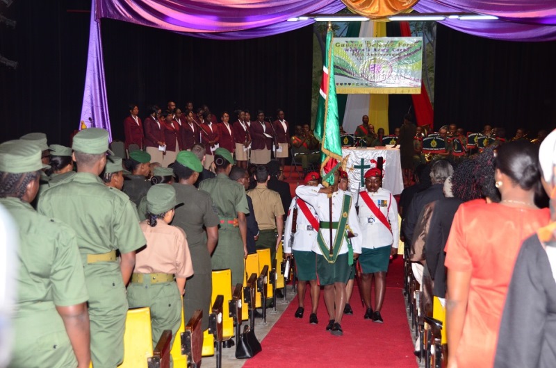 The GDF flag is carried by women soldiers in honour of the 50th Anniversary of the Army's Women Corps.