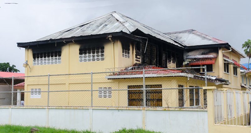 A view of the burnt upper flat of the the Drop-in Centre at Hadfield Street, whihc was destroyed by a fire