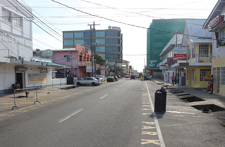 The highly-commercialised Robb Street almost free of parked vehicles earlier this week