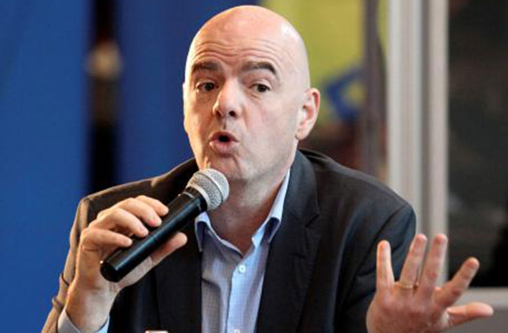 FIFA president Gianni Infantino gestures during a media roundtable in Doha, Qatar yesterday. (REUTERS/Naseem Zeitoon)