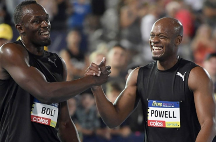 Jamaicans Usain Bolt and Asafa Powell