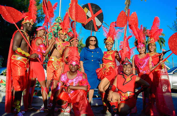 Minister of Public Health, Volda Lawrence, (centre) with some of the models who displayed the Ministry’s costumes