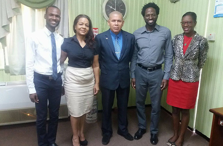 In photo from left to right: SASOD Social Change Coordinator, Jairo Rodrigues; Technical Officer in the Department of Social Cohesion, Pamela Nauth; Minister of Social Cohesion, Dr George Norton; SASOD Managing- Director, Joel Simpson; and SASOD Advocacy and Communication Officer, Schemel Patrick