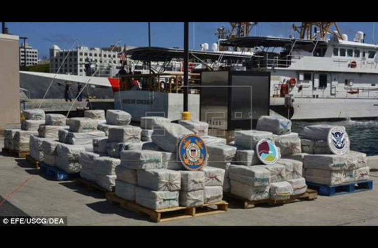 The boat carrying the cocaine was stopped and searched by authorities February 16, during a joint patrol by the crews of the U.S. Coast Guard cutter Joseph Napier and the Coast Guard of Trinidad and Tobago