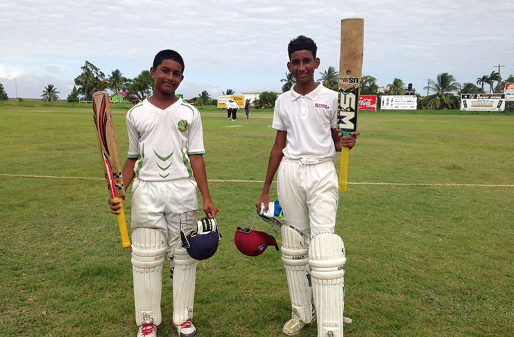 Mavendra Dindyal (left) and Chad Shivitram put on 170 unbroken for East Bank.