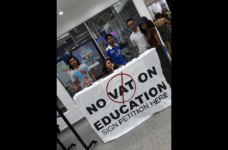 Students of Nations Sixth Form at the Giftland Mall seeking to build support against the 14 per cent VAT on private education [File photo]