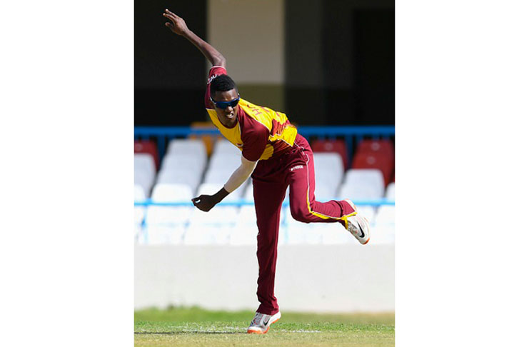 Left-arm spinner Akeal Hosein destroyed the West Indies Under-19s innings with a four-wicket haul. (Photo courtesy WICB Media)