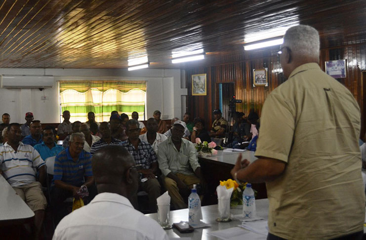Agriculture Minister, Noel Holder addresser rice farmers of Essequibo